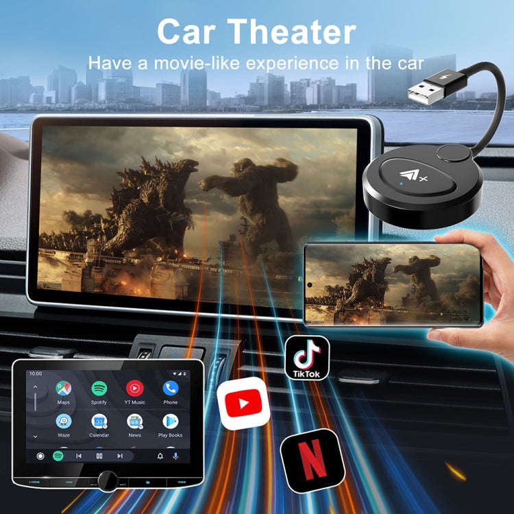USB Interface Wired to Wireless CarPlay Auto Adapter for Android, Specification:Round(White)