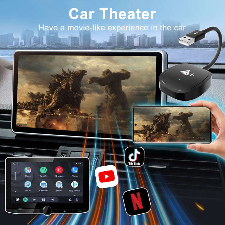 USB Interface Wired to Wireless CarPlay Auto Adapter for Android, Specification:Square(Black)