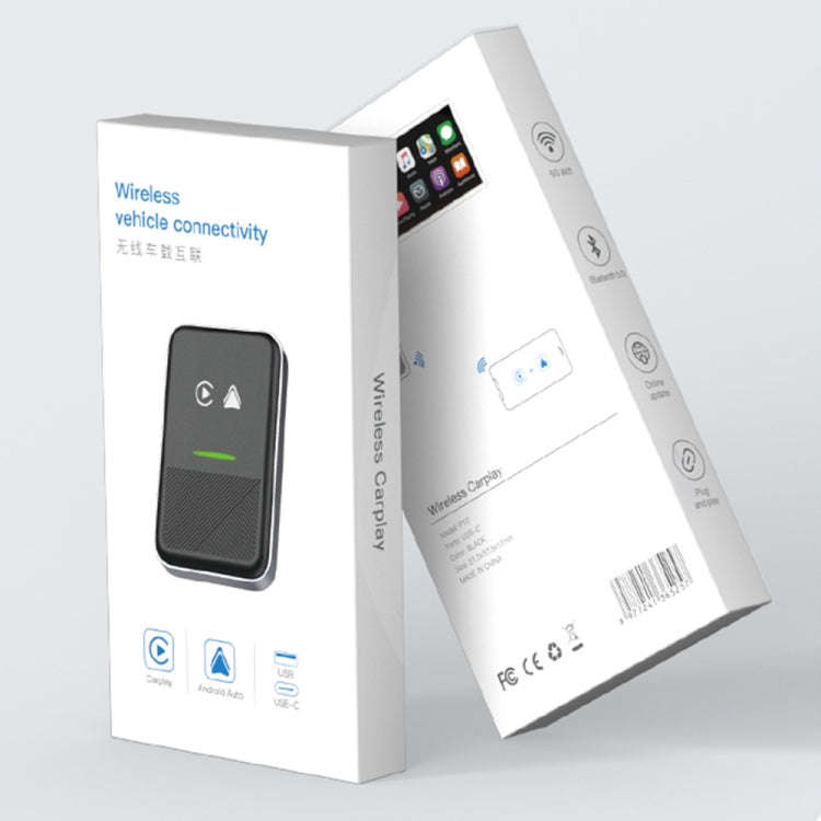 CarPlay and Android Auto Wireless Car Connectivity Box, Specification: Square(Black)