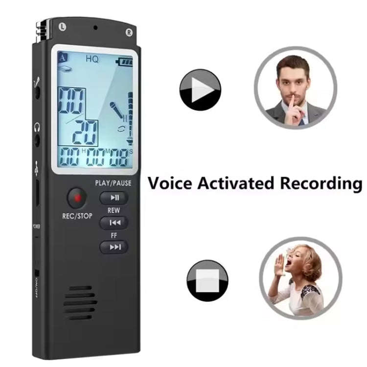 T60 Smart HD Noise Cancelling Voice Recorder MP3 Player, Memory:8GB(Black)