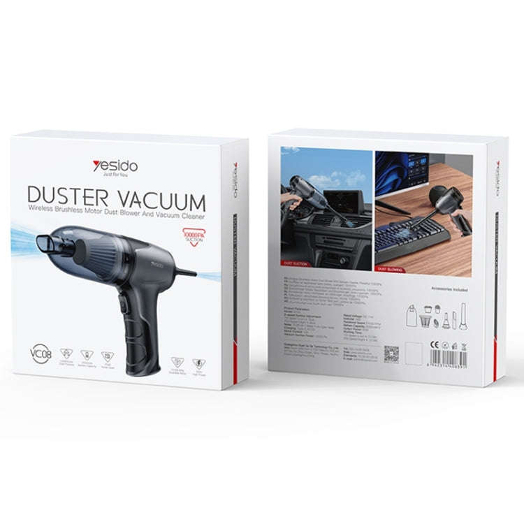 Yesido VC08 Brushless Motor Car Blowing and Suction Dual-Purpose Vacuum Cleaner(Black)