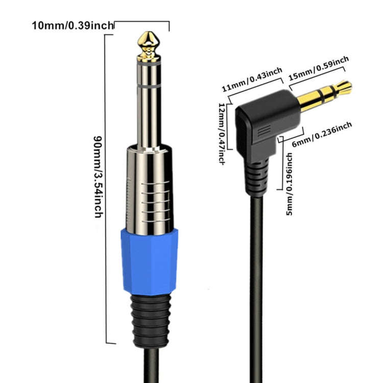 6.5mm to 3.5mm Elbow Guitar Loudspeaker Coiled 6.35mm Audio Cable, Length: 0.5m(Black)