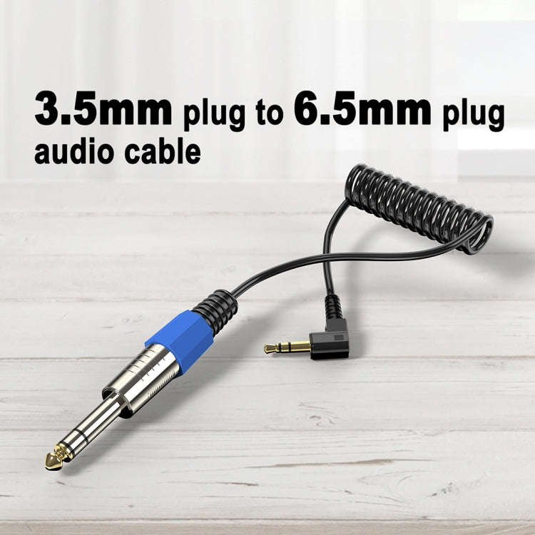 6.5mm to 3.5mm Elbow Guitar Loudspeaker Coiled 6.35mm Audio Cable, Length: 0.5m(Black)