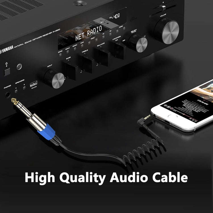 6.5mm to 3.5mm Elbow Guitar Loudspeaker Coiled 6.35mm Audio Cable, Length: 0.5m(Black)
