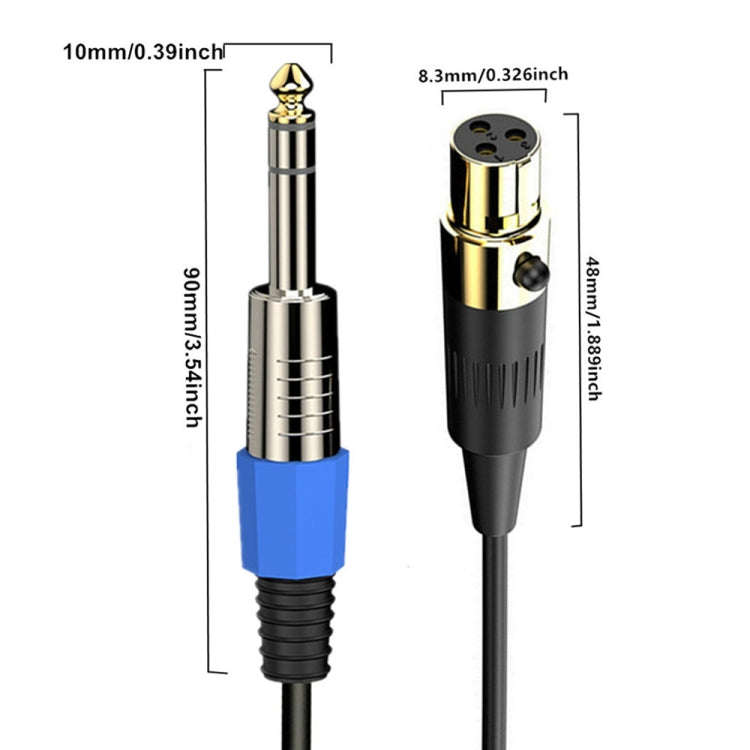 Mini 4 Pin XLR to 6.35mm Stereo Microphone Aux Audio Cable Coiled Adapter Cable, Length: 0.5m(Black)