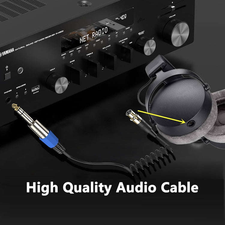 Mini 3 Pin XLR to 6.35mm Stereo Microphone Aux Audio Cable Coiled Adapter Cable, Length: 0.5m(Black)