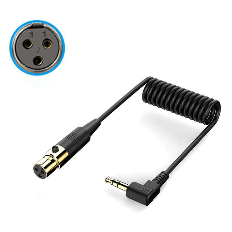 Mini 3 Pin XLR Female to 3.5mm TRS PC Camera Microphone Coiled Stereo Audio Adapter Cable, Length...