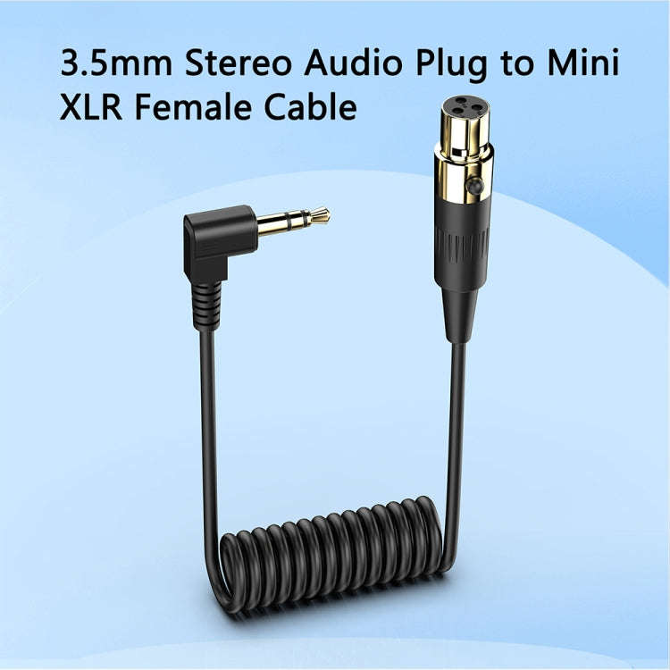 Mini 3 Pin XLR Female to 3.5mm TRS PC Camera Microphone Coiled Stereo Audio Adapter Cable, Length...