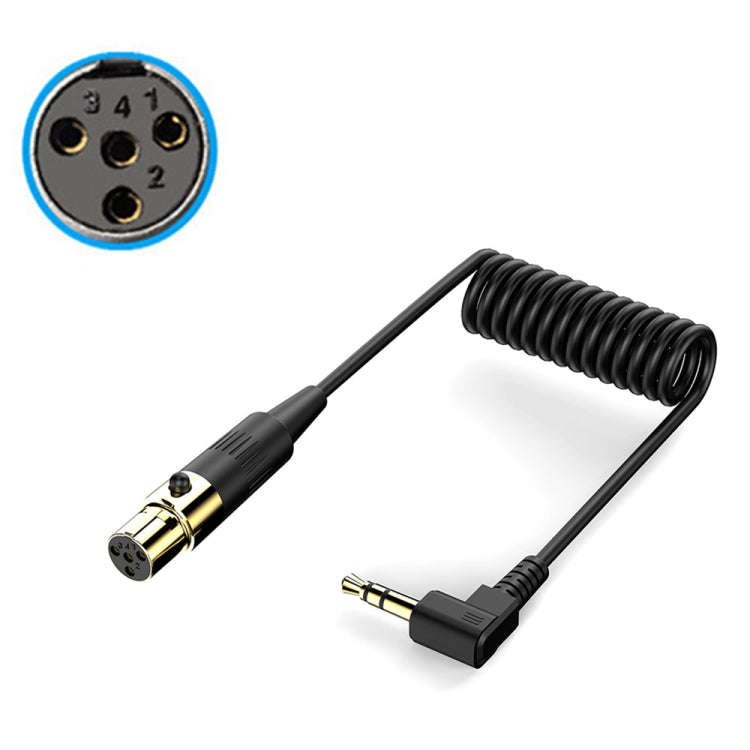 Mini 4 Pin XLR Female to 3.5mm TRS PC Camera Microphone Coiled Stereo Audio Adapter Cable, Length...