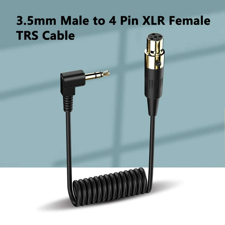 Mini 4 Pin XLR Female to 3.5mm TRS PC Camera Microphone Coiled Stereo Audio Adapter Cable, Length...