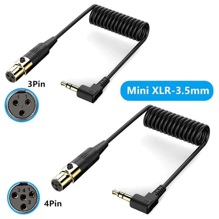 Mini 3 Pin XLR Female to 3.5mm TRS PC Camera Microphone Coiled Stereo Audio Adapter Cable, Length...