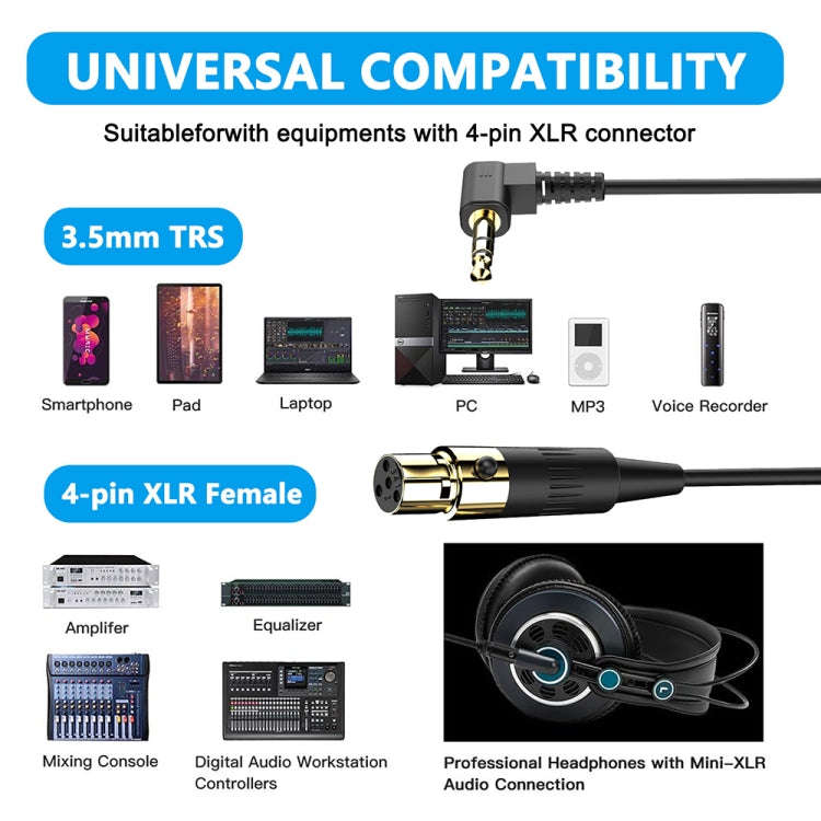 Mini 3 Pin XLR Female to 3.5mm TRS PC Camera Microphone Coiled Stereo Audio Adapter Cable, Length...