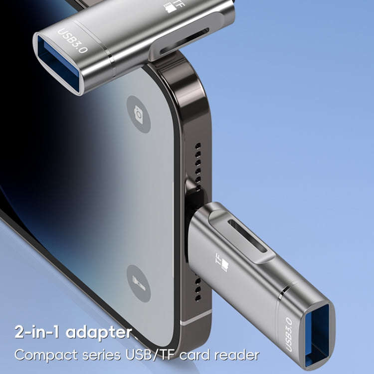 2 in 1 Type-C to USB and TF Card Reader Adapter(Grey)