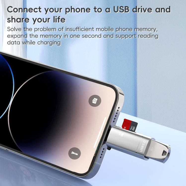 2 in 1 Type-C to USB and TF Card Reader Adapter(Grey)