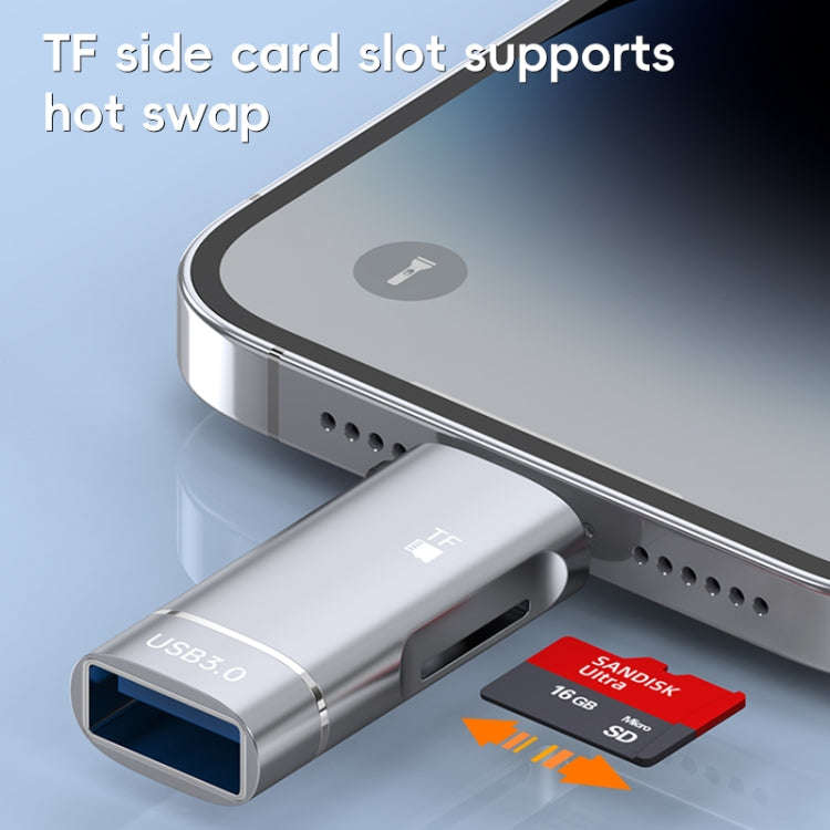 2 in 1 Type-C to USB and TF Card Reader Adapter(Grey)