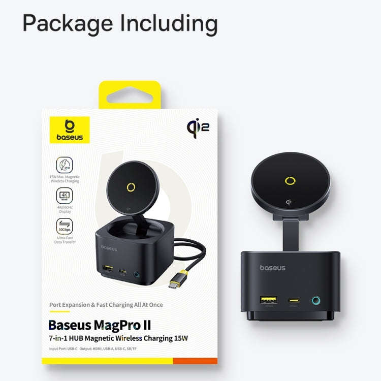 Baseus MagPro Series II 7 in 1 HUB Docking Station Magnetic Wireless Charger 15W(Black)