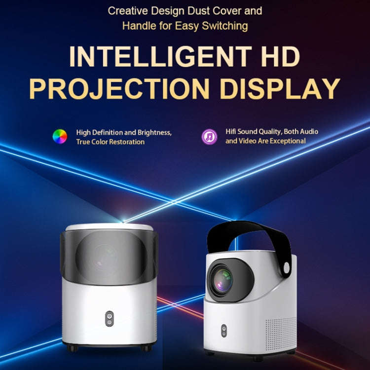 T-2 1920 x 1080P 240ANSI HiSilicon 352 Android 9.0 Portable Projector, US Plug(White)