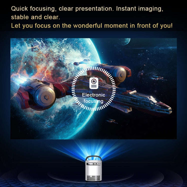 T-2 1920 x 1080P 240ANSI HiSilicon 352 Android 9.0 Portable Projector, US Plug(White)