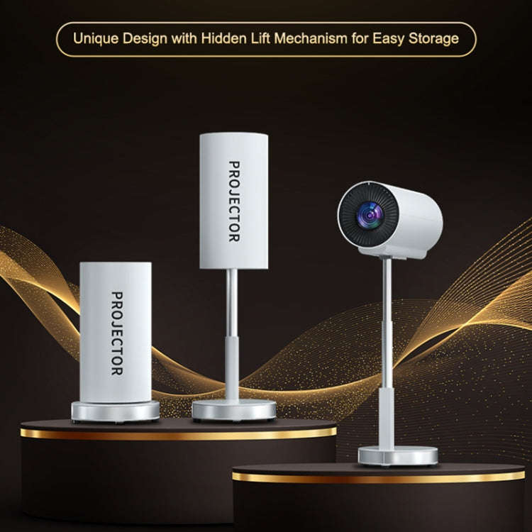 TS-3 1280x720P 260ANSI HiSilicon 352 Android 9.0 Telescopic Projector, UK Plug(White)