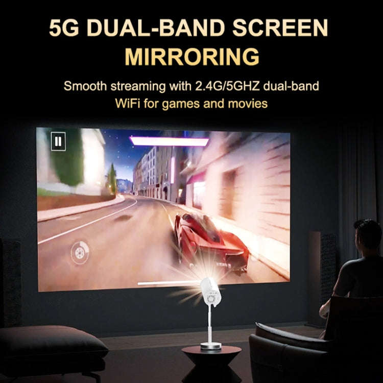 TS-3 1280x720P 260ANSI HiSilicon 352 Android 9.0 Telescopic Projector, US Plug(White)