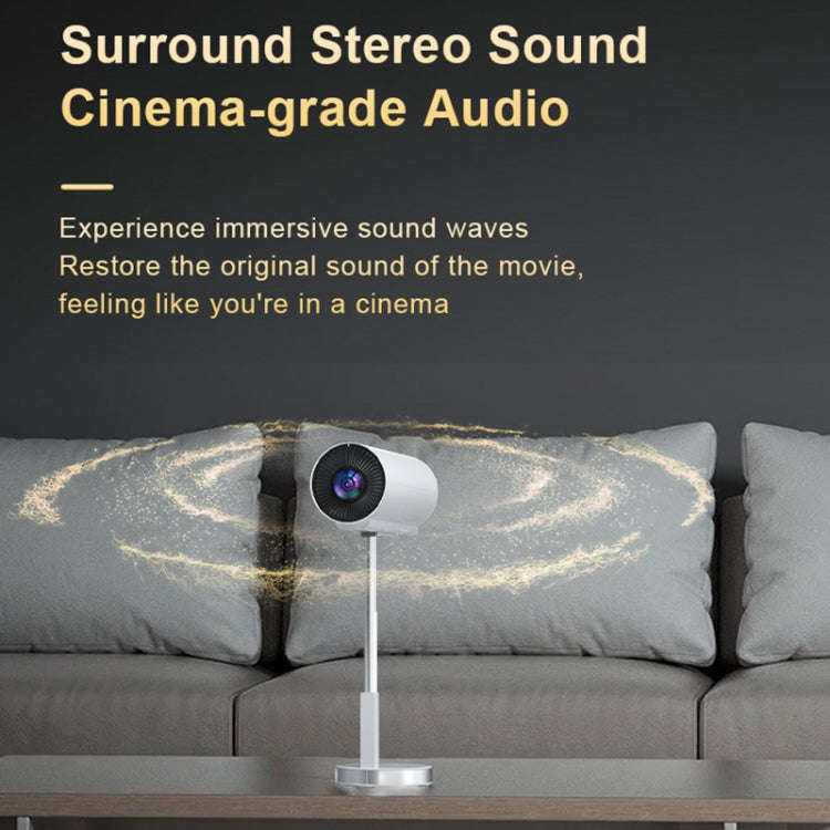 TS-3 1280x720P 260ANSI HiSilicon 352 Android 9.0 Telescopic Projector, US Plug(White)