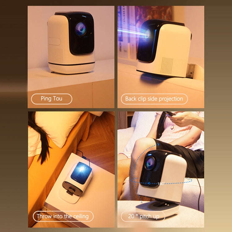 TZ-1 1080P 280ANSI HiSilicon 352 Android 9.0 Foldable PTZ Stand Projector, UK Plug(Grey)
