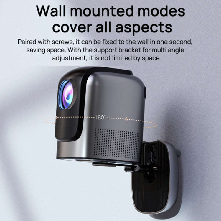 TZ-1 1080P 280ANSI HiSilicon 352 Android 9.0 Foldable PTZ Stand Projector, UK Plug(Grey)