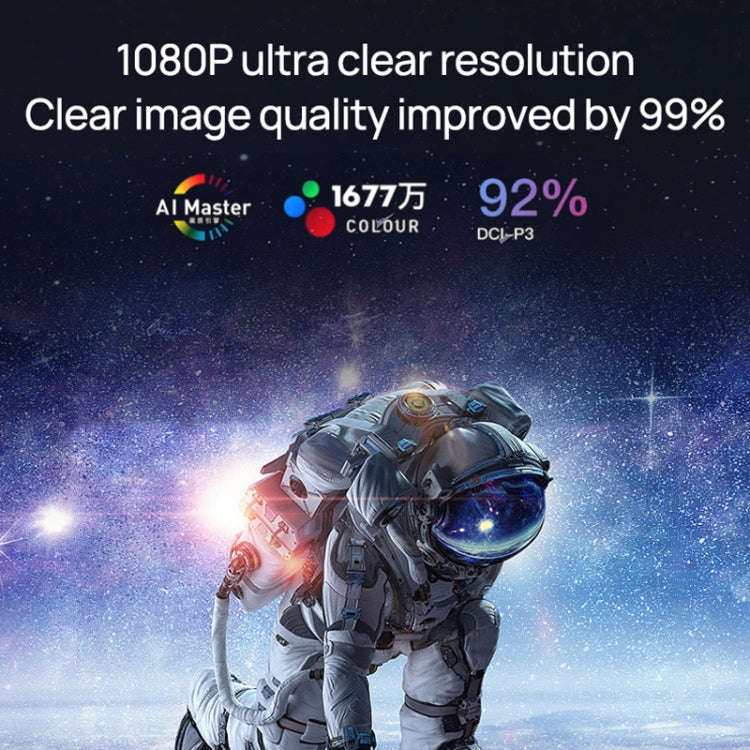 TZ-1 1080P 280ANSI HiSilicon 352 Android 9.0 Foldable PTZ Stand Projector, UK Plug(Grey)