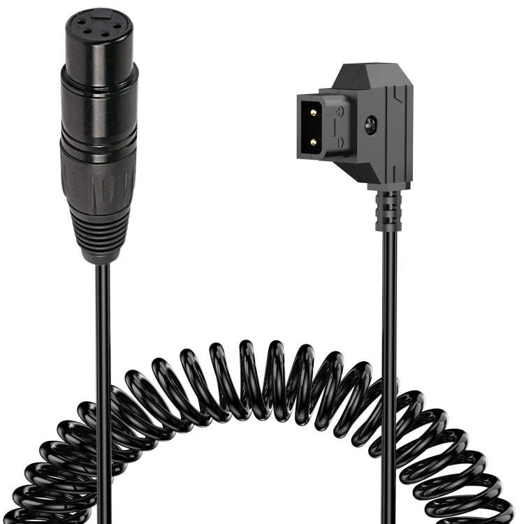 D-Tap to XLR 4 Pin Camera Monitor Power Supply Cable Coiled Adapter Cable, Length: 1.5m(Black)