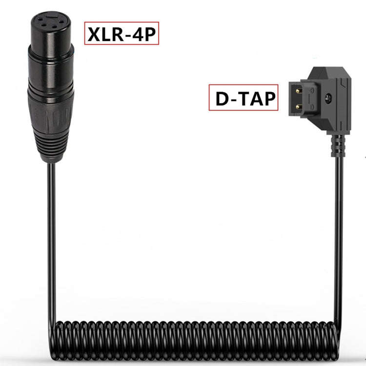 D-Tap to XLR 4 Pin Camera Monitor Power Supply Cable Coiled Adapter Cable, Length: 1.5m(Black)