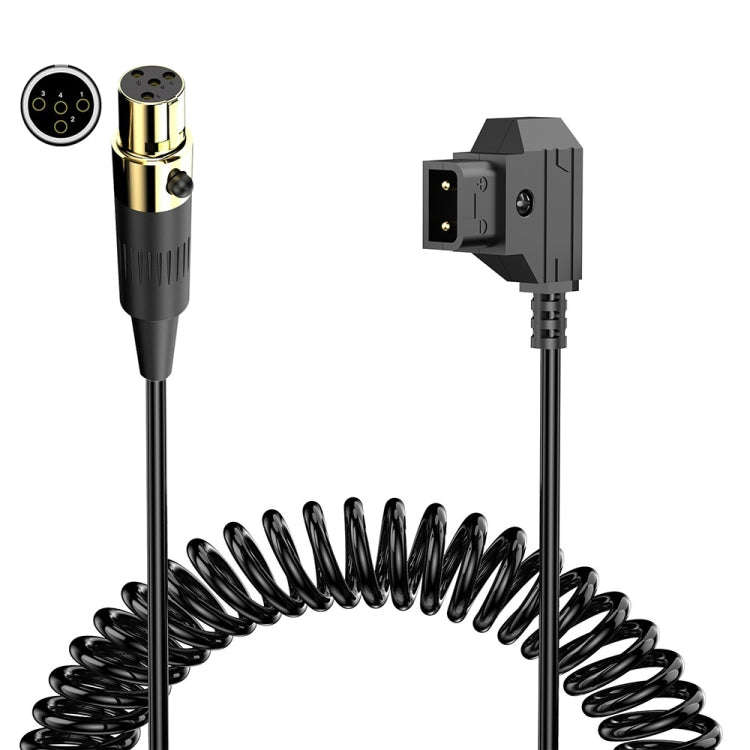 D-Tap to Mini XLR 4 Pin Female Camera Monitor Power Coiled Adapter Cable, Length: 1.5m(Black)