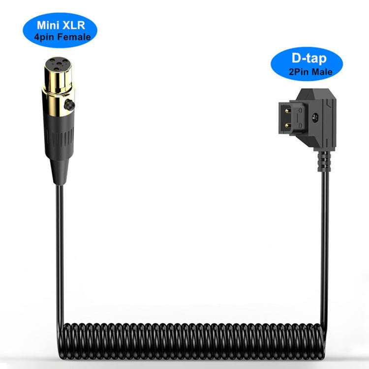 D-Tap to Mini XLR 4 Pin Female Camera Monitor Power Coiled Adapter Cable, Length: 1.5m(Black)