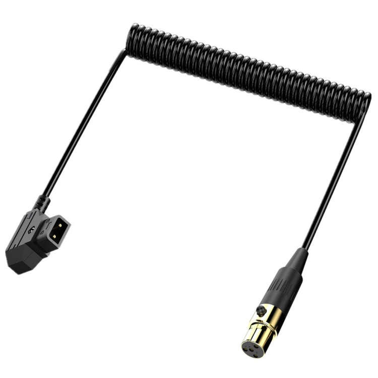 D-Tap to Mini XLR 4 Pin Female Camera Monitor Power Coiled Adapter Cable, Length: 1.5m(Black)
