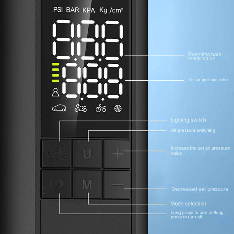 T7 Car Digital Display Portable Smart Electric Air Pump(Black)