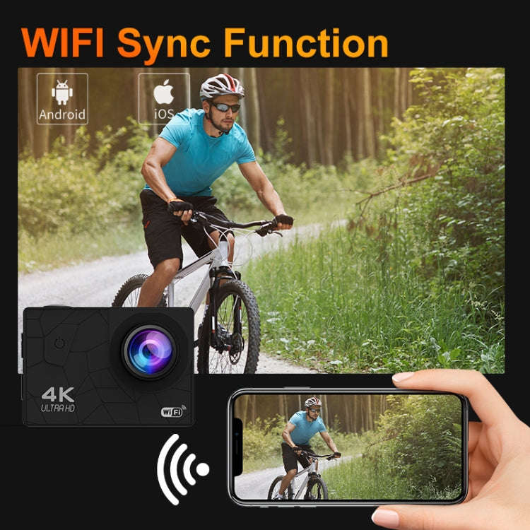 I5-361 2.0 inch IPS HD Screen Wide Angle 4K WiFi Action Camera, Style:with Remote Control