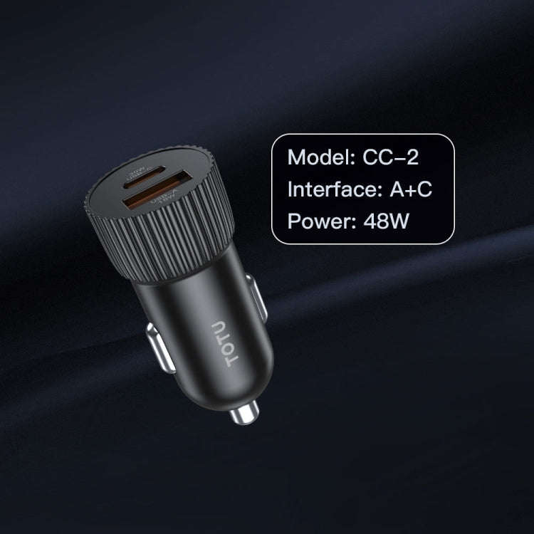 TOTU CC-2 48W USB-A and Type-C Ports Fast Charging Car Charger(Black)