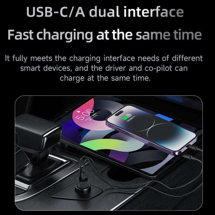 TOTU CC-2 48W USB-A and Type-C Ports Fast Charging Car Charger(Black)