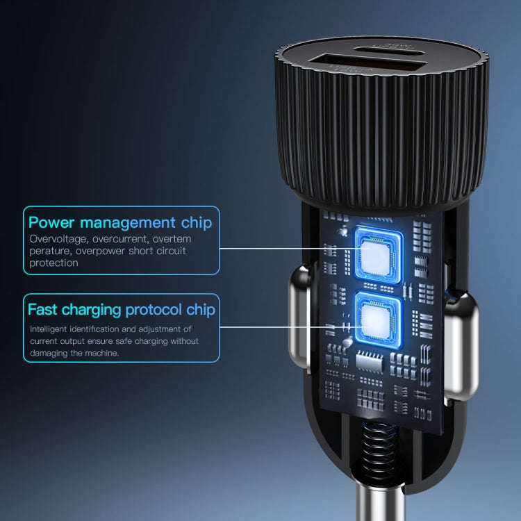 TOTU CC-2 48W USB-A and Type-C Ports Fast Charging Car Charger(Black)