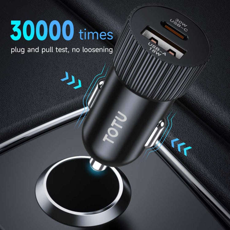 TOTU CC-2 48W USB-A and Type-C Ports Fast Charging Car Charger(Black)