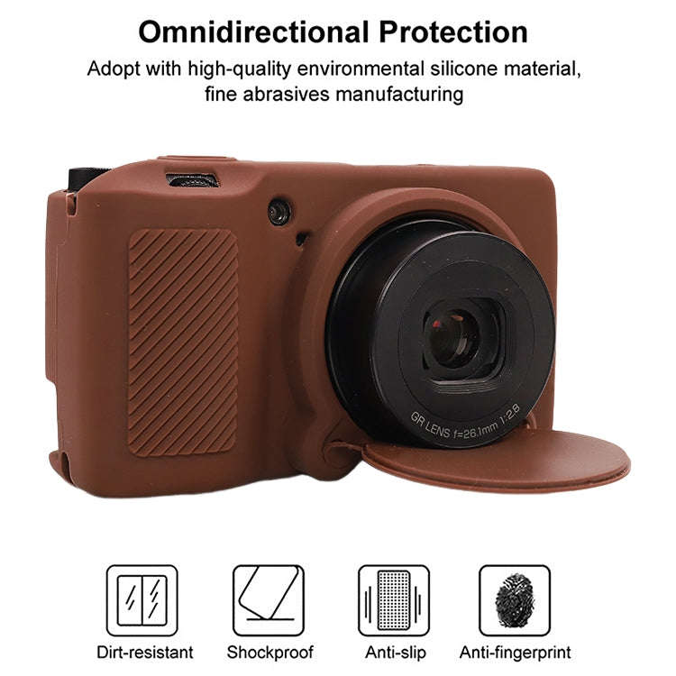 For Ricoh GR III Soft Silicone Protective Case(Coffee)