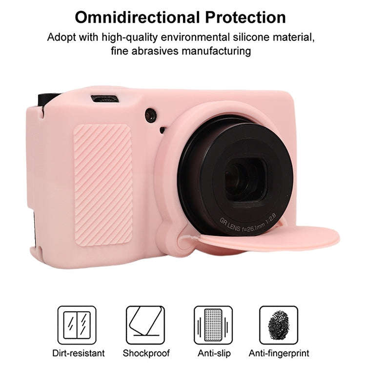 For Ricoh GR III Soft Silicone Protective Case(Sweet Smoke Pink)