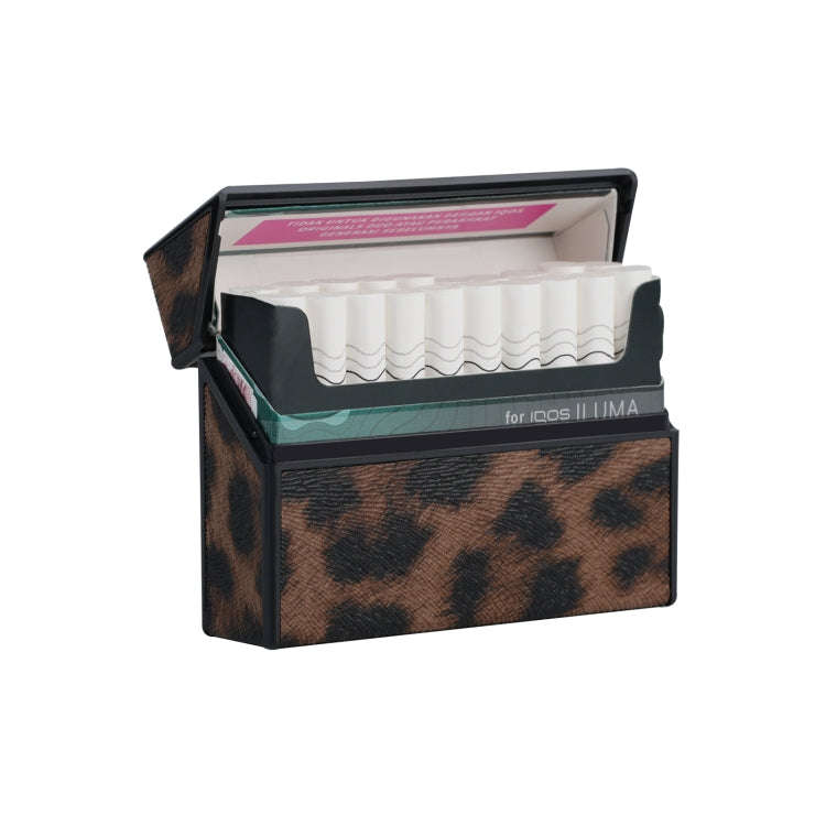 For IQOS Series Electronic Cigarette Grooved Leather PC Storage Box(Leopard Brown)