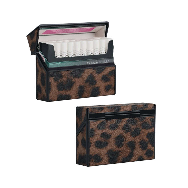 For IQOS Series Electronic Cigarette Grooved Leather PC Storage Box(Leopard Brown)