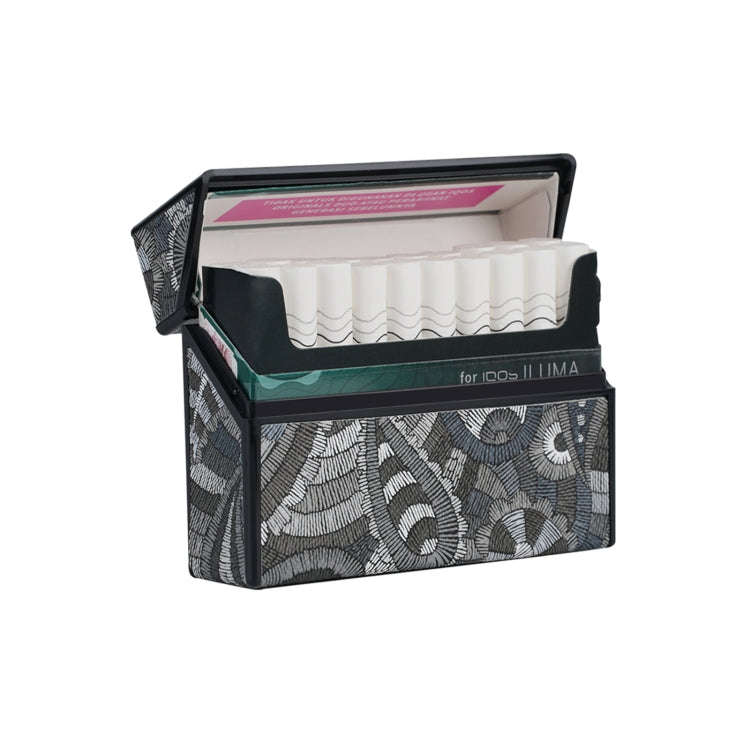For IQOS Series Electronic Cigarette Grooved Leather PC Storage Box(Cashew Flower Black)