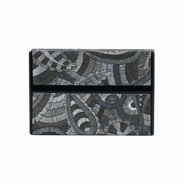 For IQOS Series Electronic Cigarette Grooved Leather PC Storage Box(Cashew Flower Black)