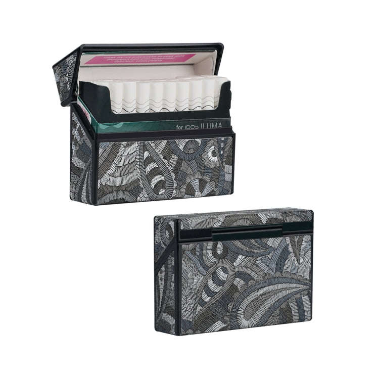 For IQOS Series Electronic Cigarette Grooved Leather PC Storage Box(Cashew Flower Black)