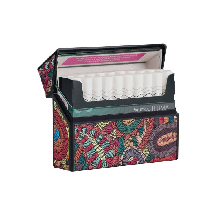 For IQOS Series Electronic Cigarette Grooved Leather PC Storage Box(Cashew Flower Red)