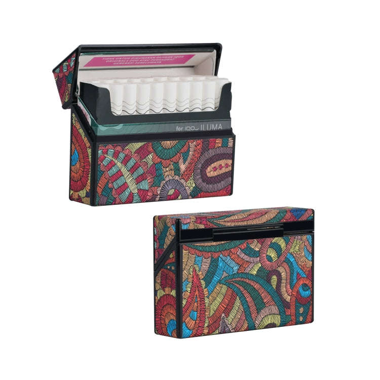 For IQOS Series Electronic Cigarette Grooved Leather PC Storage Box(Cashew Flower Red)