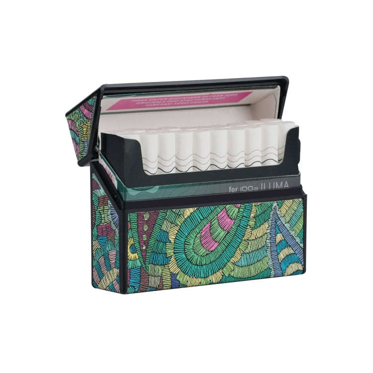 For IQOS Series Electronic Cigarette Grooved Leather PC Storage Box(Cashew Flower Green)