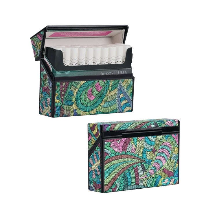 For IQOS Series Electronic Cigarette Grooved Leather PC Storage Box(Cashew Flower Green)